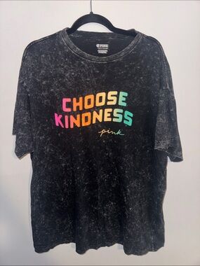 Victoria’s Secret PINK Black Mineral-Wash Crewneck Tee